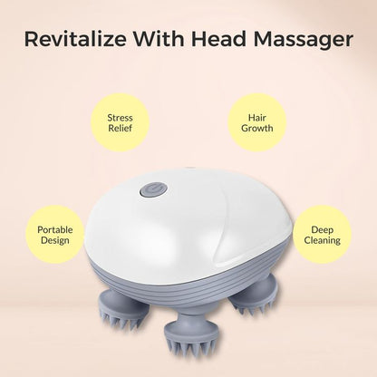 Scalp Massager, Rechargeable Electric Head Kneading Massager, 3 Speed Modes, Handheld Portable Head Scratcher Massager for Hair Growth,